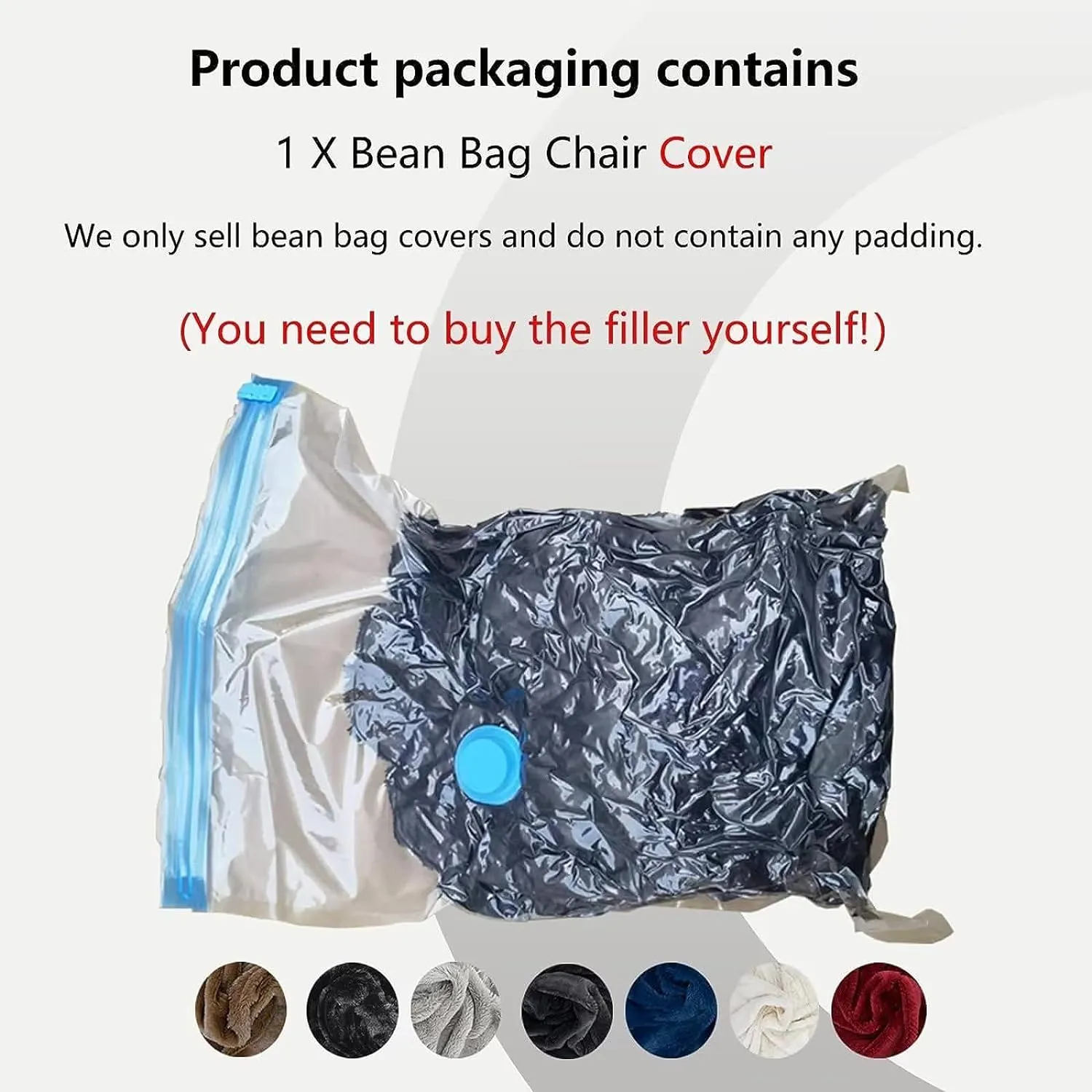 Giant Bean Bag Chair Cover(No Filler),Oversized Round Soft Fluffy PV Velvet Washable Lazy Sofa Bean Bag Bed Cover for Adults, Living Room Bedroom Furniture Outside Cover (Dark brown, 5FT)