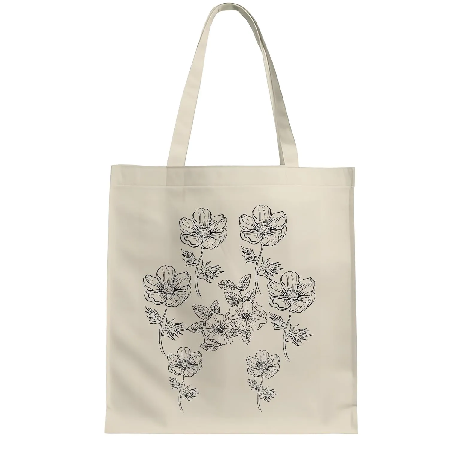 Gift for Plant Lovers Naturalist Botanical Flower Chart Inspired White Multicolor Canvas Tote Bag