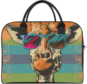 Giraffe Vintage Glasses Travel Duffel Bag Weekender Overnight Shoulder Bags Luggage Carrying Tote for Men Women