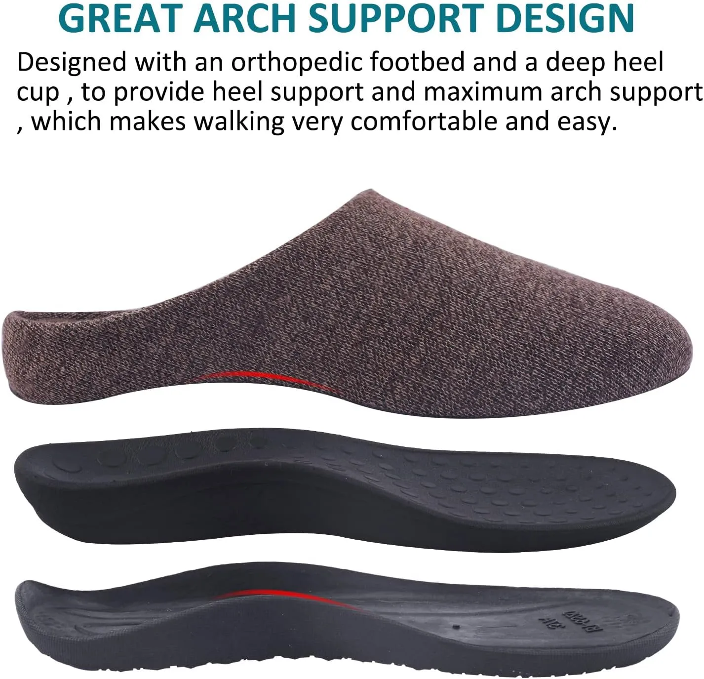 Git-up Orthotic Slippers with Arch Support for Plantar Fasciitis Pain Relief,Comfortable Slip On Clog,Indoor Outdoor Orthopedic House Shoes with Anti-Skid Rubber Sole