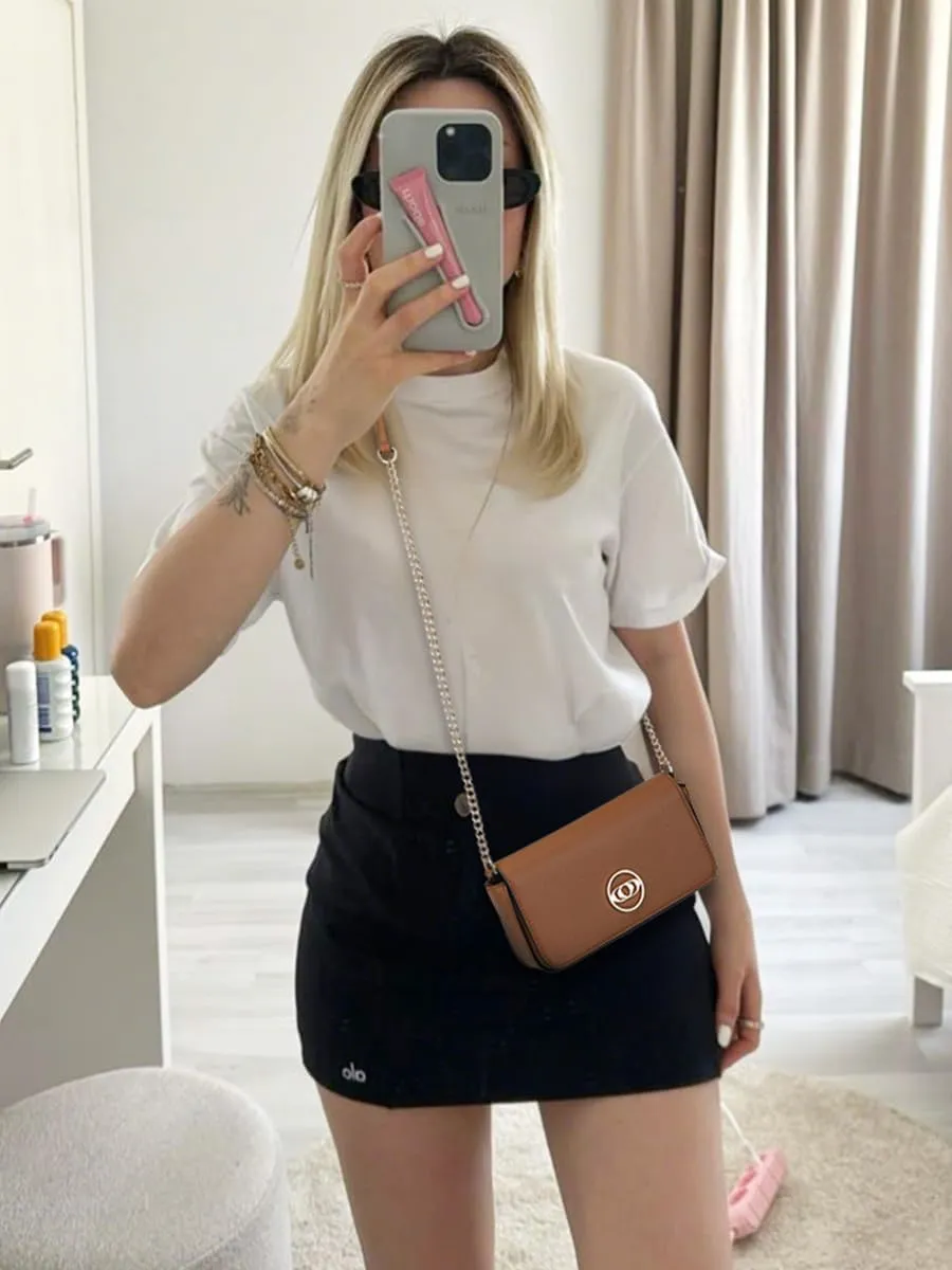GLITZALL Small Crossbody Bag for Women Summer Mini Cute Cell Phone Purse Vegan Leather Shoulder Handbag with Chain Strap