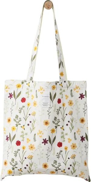 Glowave Cute Tote Bag Floral Canvas Tote Bags for Women Sturdy Cloth Cotton Shoulder Handbags