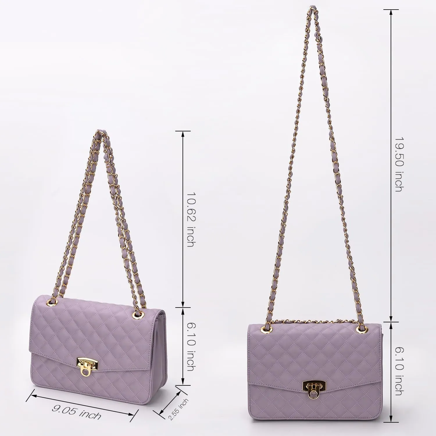 GM LIKKIE Quilted Shoulder Bag for Women, Medium Flap Crossbody Handbag with Chain Strap, Soft Vegan Leather Clutch Purse