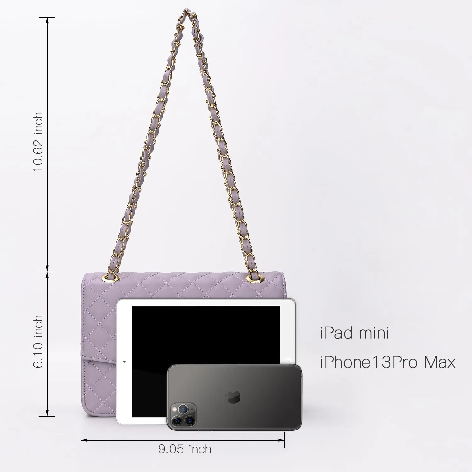 GM LIKKIE Quilted Shoulder Bag for Women, Medium Flap Crossbody Handbag with Chain Strap, Soft Vegan Leather Clutch Purse