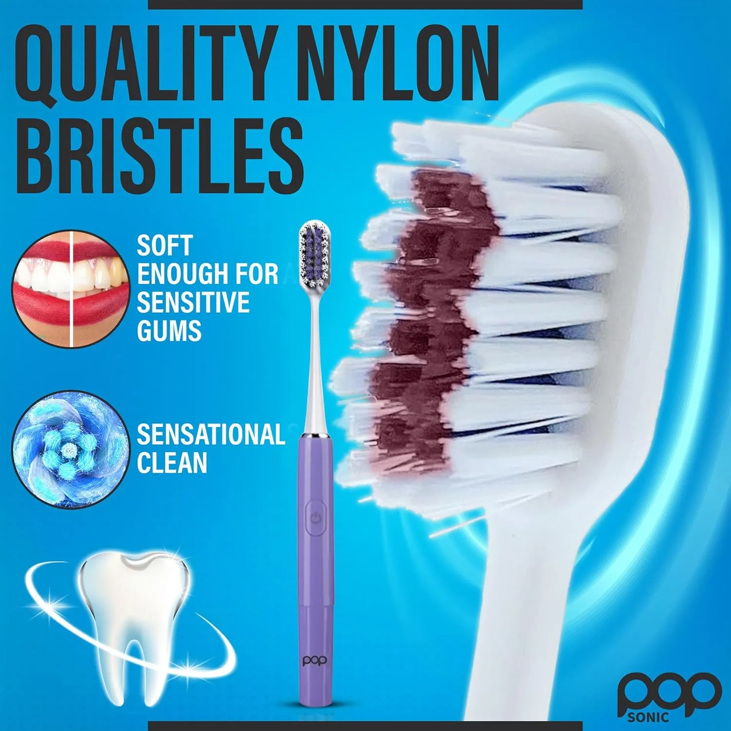 Go Plus Sonic Toothbrushes for Adults w/Electric Toothbrush Case - Electric Toothbrush for Adults & Kids - Sonic Toothbrush w/ 2 Speeds - 18000-24000 Vibrations Per Minute (Punchy Purple)