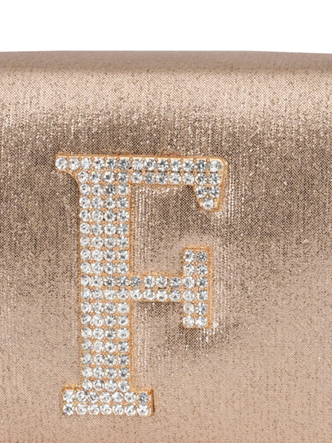 Golden F Alphabhet Intial Embellised Flap Bag