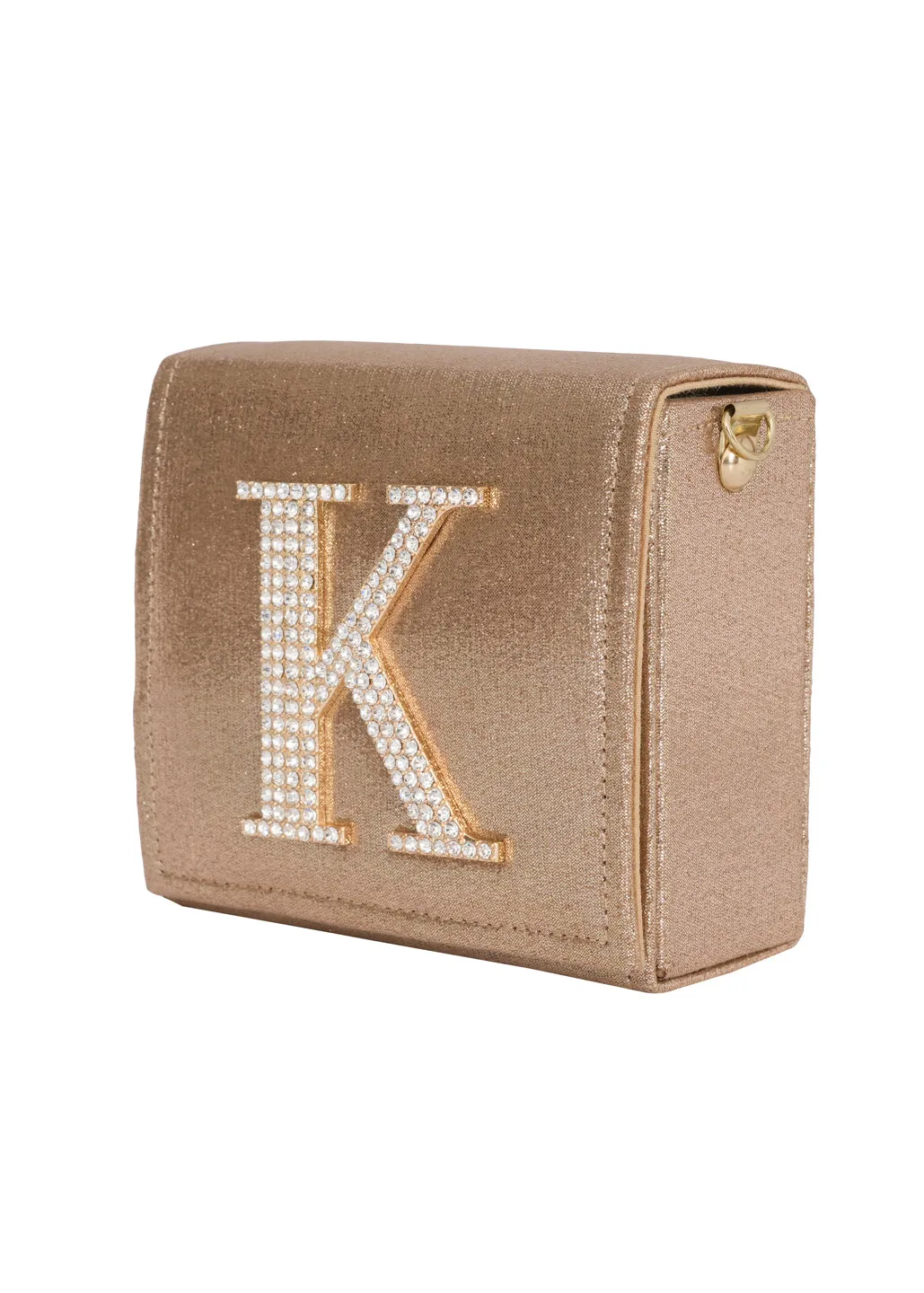 Golden K Alphabhet Intial Embellised Flap Bag