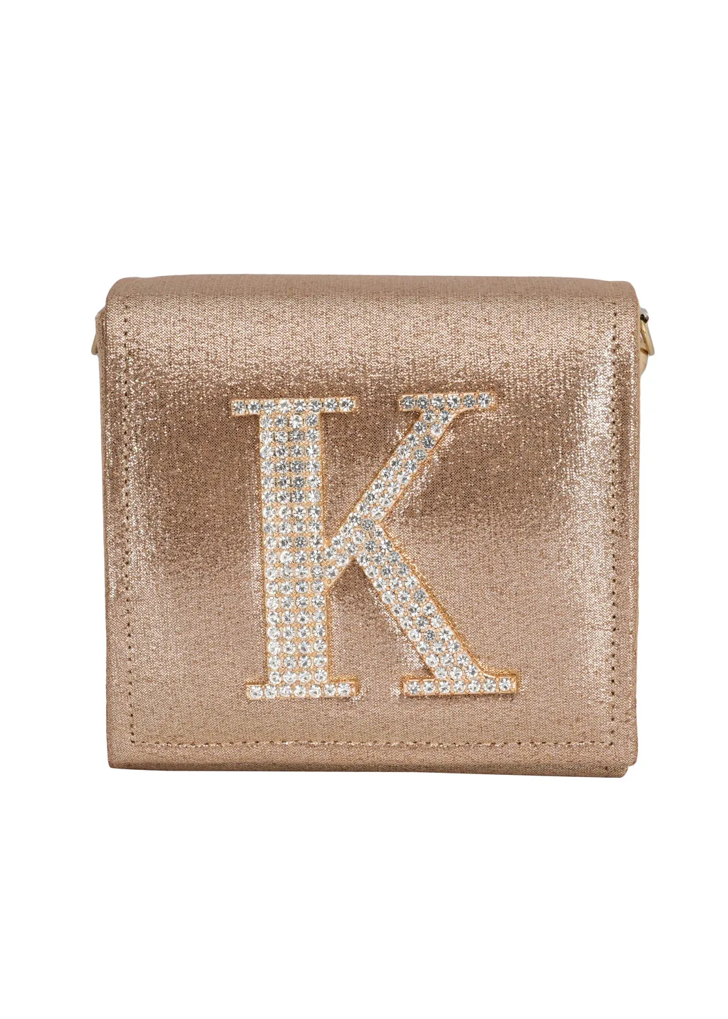 Golden K Alphabhet Intial Embellised Flap Bag