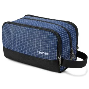 Gonex Travel Toiletry Bag Nylon, Dopp Kit Shaving Bag Toiletry Organizer Checkered Pattern (Navy Blue)