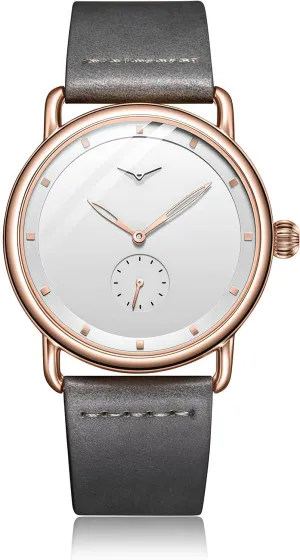 Gosasa Minimalist Fashion Quartz Watch for Men Small Seconds Dial Waterproof Analog Wrist Watch Simple Casual Style with Leather Strap and Multiple Colors