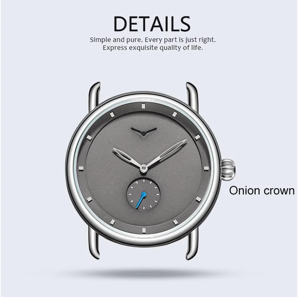 Gosasa Minimalist Fashion Quartz Watch for Men Small Seconds Dial Waterproof Analog Wrist Watch Simple Casual Style with Leather Strap and Multiple Colors