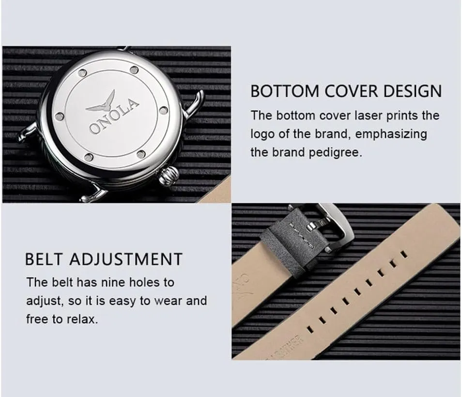 Gosasa Minimalist Fashion Quartz Watch for Men Small Seconds Dial Waterproof Analog Wrist Watch Simple Casual Style with Leather Strap and Multiple Colors