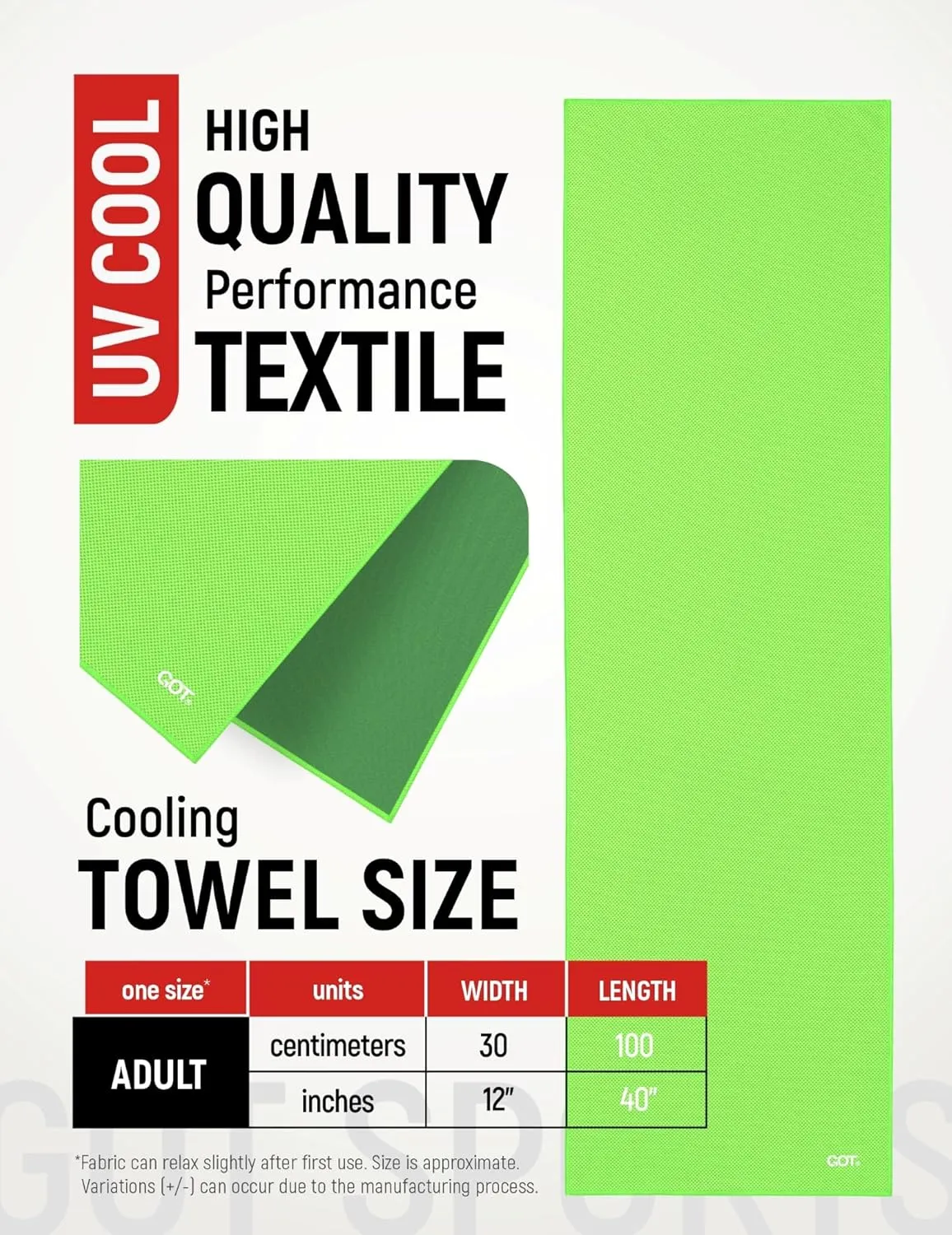 GOT Sports Cooling Towel (40"x12") – Chilly Towel for Neck & Face Wraps - Cooling Rag for Hiking, Gym, Yoga & Workouts
