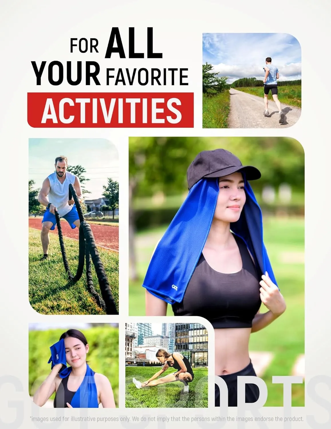 GOT Sports Cooling Towel (40"x12") – Chilly Towel for Neck & Face Wraps - Cooling Rag for Hiking, Gym, Yoga & Workouts