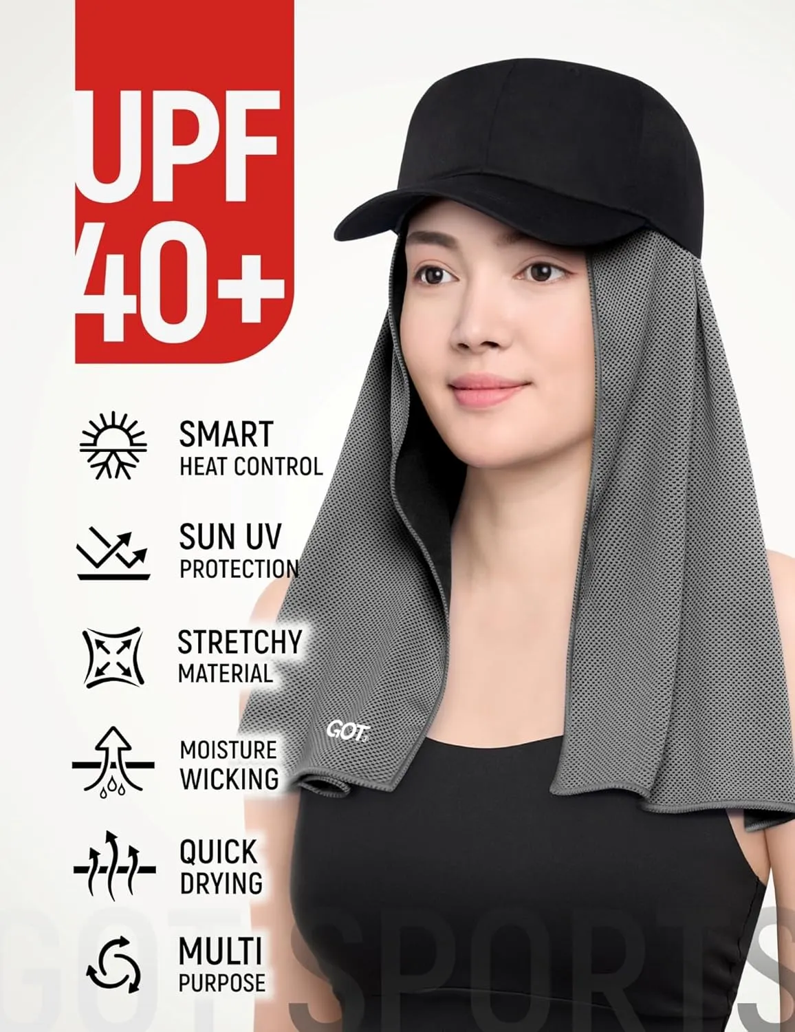 GOT Sports Cooling Towel (40"x12") – Chilly Towel for Neck & Face Wraps - Cooling Rag for Hiking, Gym, Yoga & Workouts
