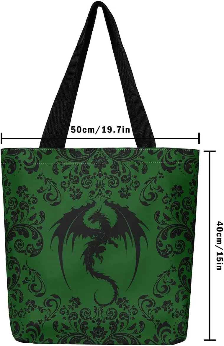 Gothic Damask Tote Bag Victorian Floral Reusable Grocery Bag Bohemian Exotic Shopping Handbag Flower Shoulder Bag