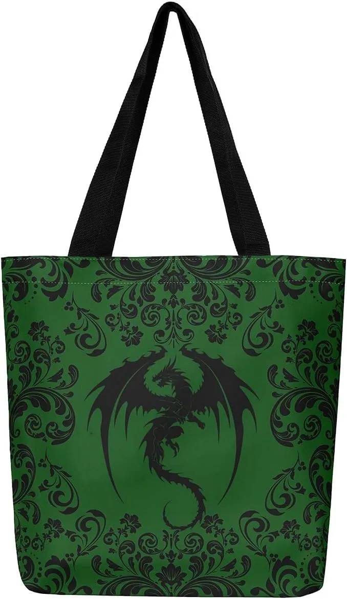 Gothic Damask Tote Bag Victorian Floral Reusable Grocery Bag Bohemian Exotic Shopping Handbag Flower Shoulder Bag