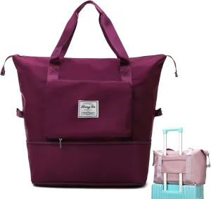 Gpmsign Travel Bag, Large Capacity Folding Travel Bag, High-capacity Double-layer Wet Separation Travelling Bag (Fuchsia)