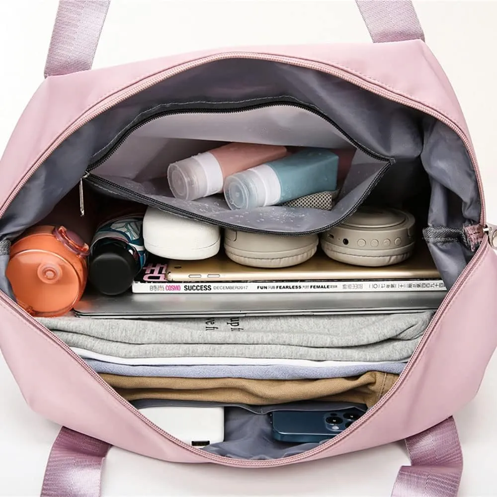 Gpmsign Travel Bag, Large Capacity Folding Travel Bag, High-capacity Double-layer Wet Separation Travelling Bag (Fuchsia)