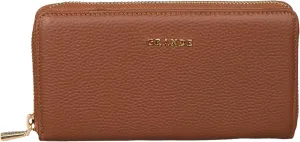 grande 2700 Genuine Leather Zip Around Continental Women Wallet Ladies Zippered Mini Purse - Brown