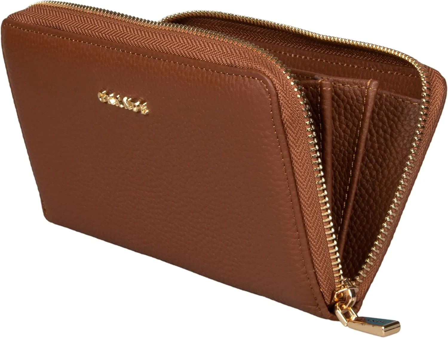 grande 2700 Genuine Leather Zip Around Continental Women Wallet Ladies Zippered Mini Purse - Brown