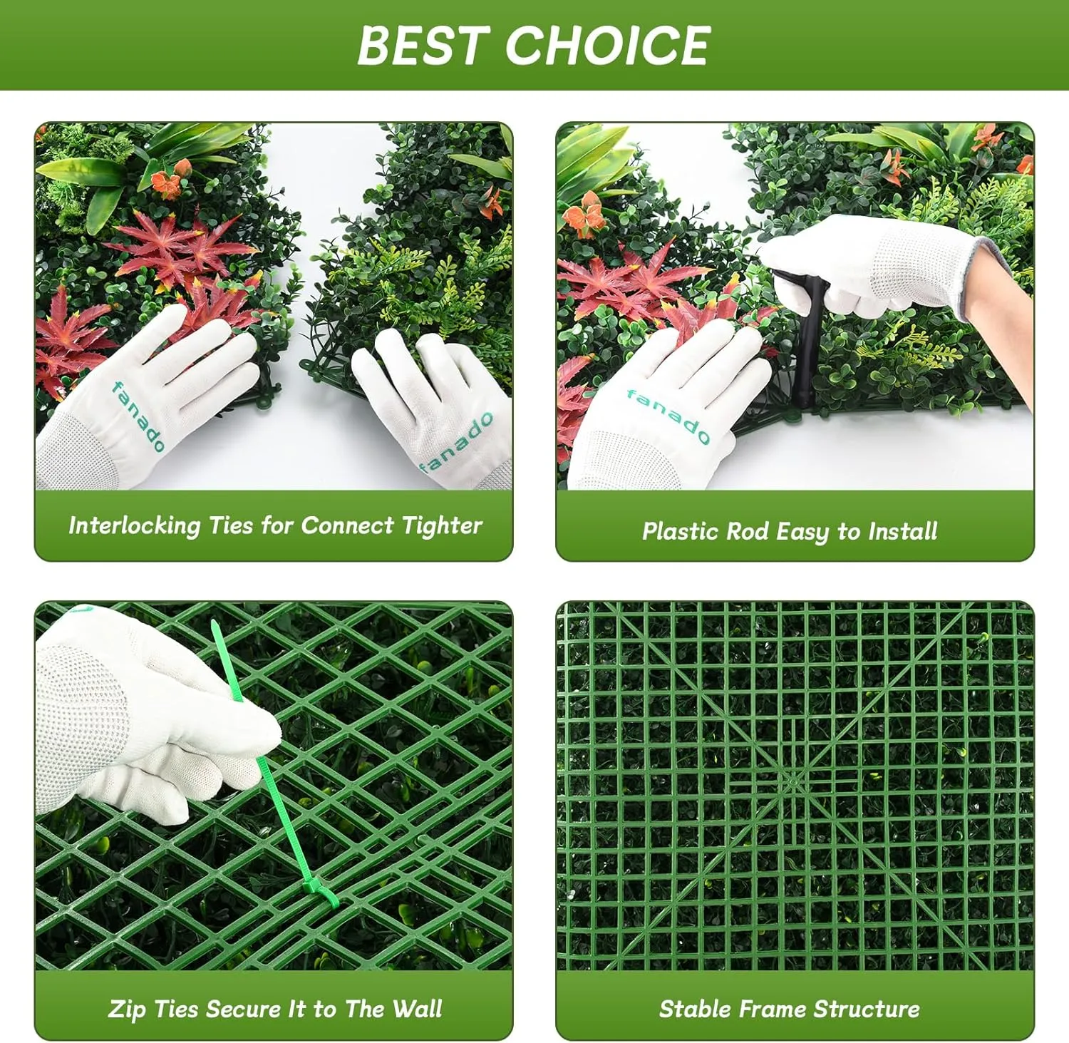 Grass Wall Panels 6 Pack 20"x20", Artificial Hedge Greenery Wall Backdrop, Plant Wall, UV Protected Privacy Fence Screen, Green Wall Decor for Outdoor Indoor Wedding Décor