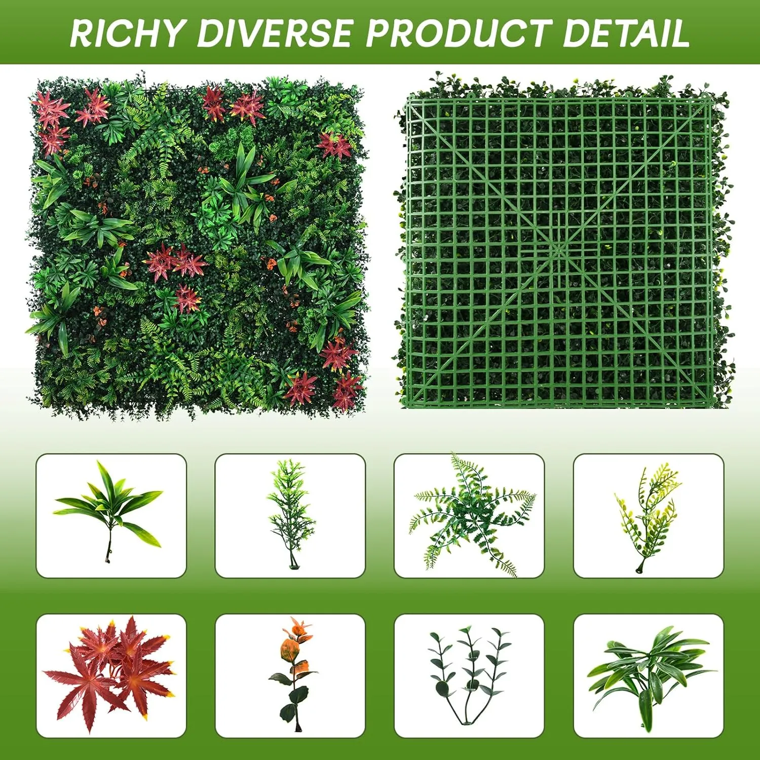 Grass Wall Panels 6 Pack 20"x20", Artificial Hedge Greenery Wall Backdrop, Plant Wall, UV Protected Privacy Fence Screen, Green Wall Decor for Outdoor Indoor Wedding Décor