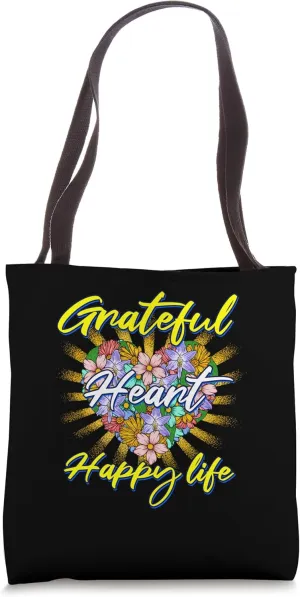 Grateful Heart, Thankful And Blessed Gratitude Motivation Tote Bag