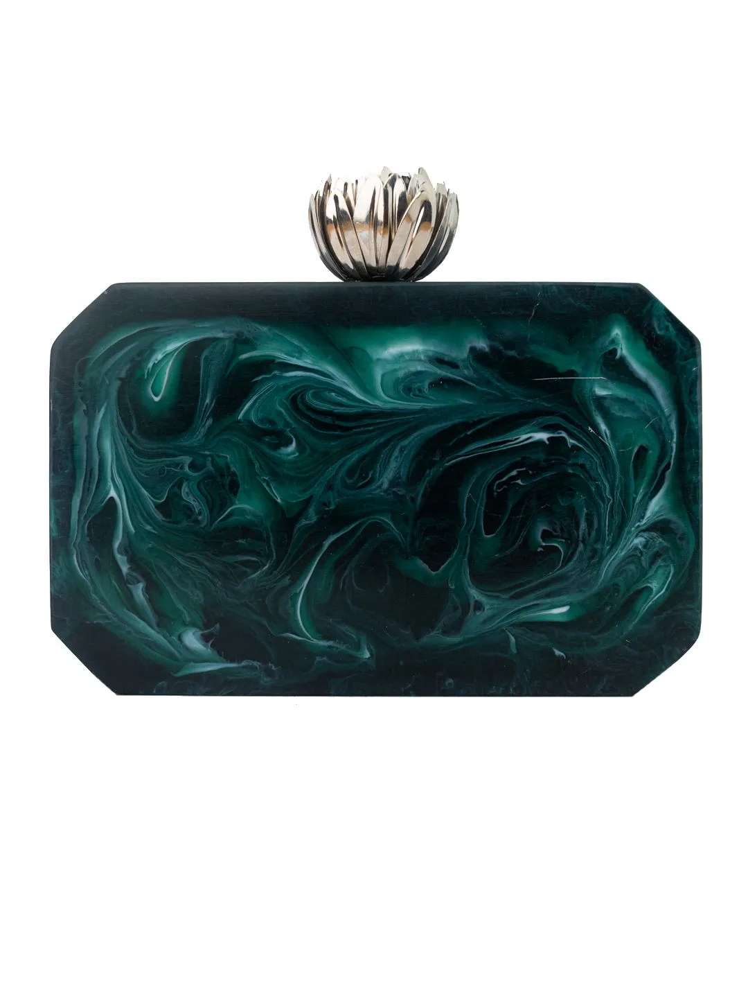 Green Embellished Box Clutch