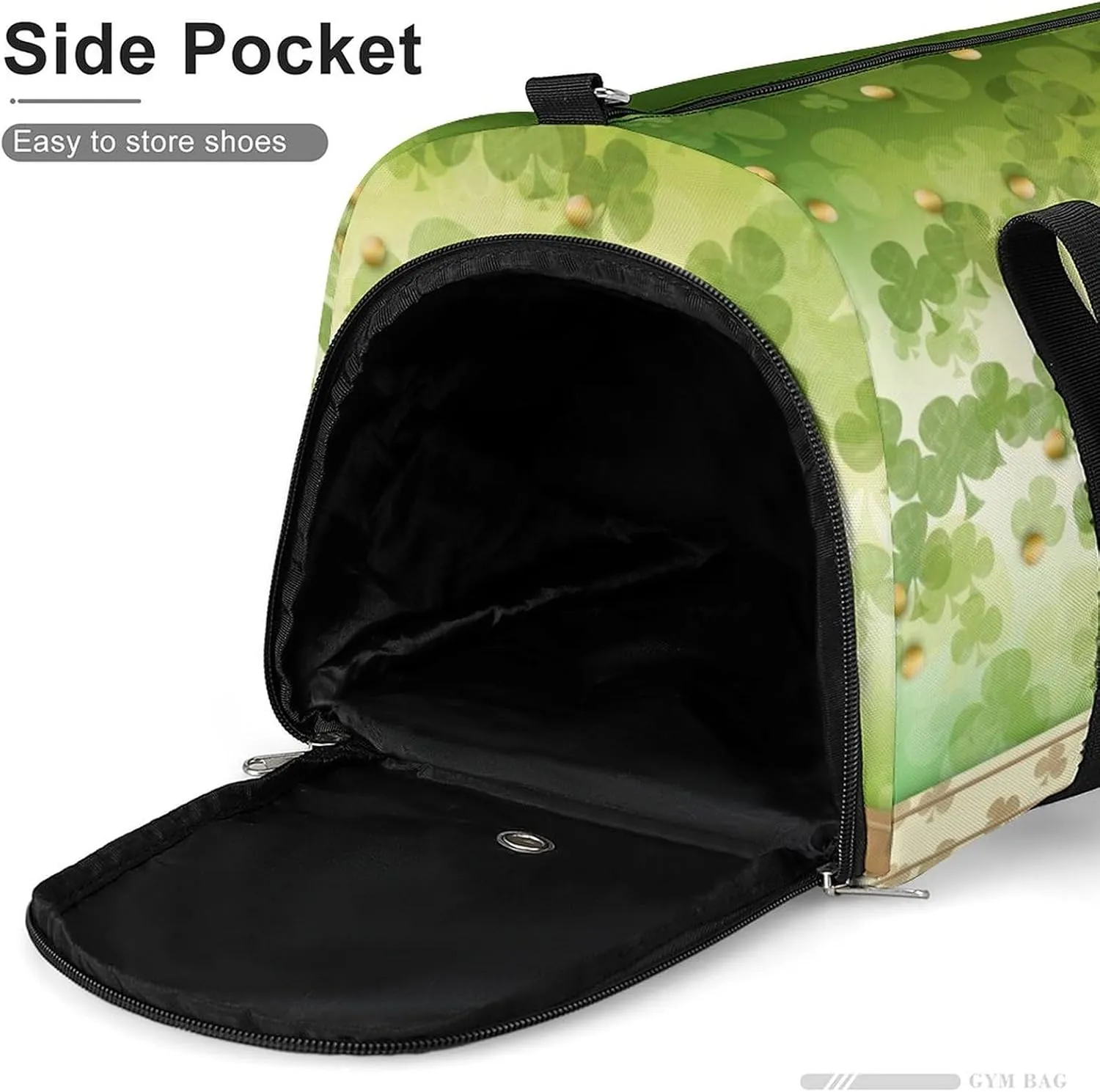 Green Leaves Sports Tote Gym Bag for Women Men, Overnight Bag with Shoe Compartment Water Resistant