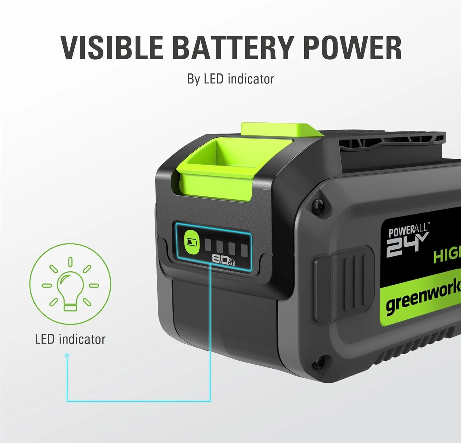 Greenworks 24V 8.0Ah Lithium-Ion Battery(Genuine Greenworks Battery/ 125  Compatible Tools)