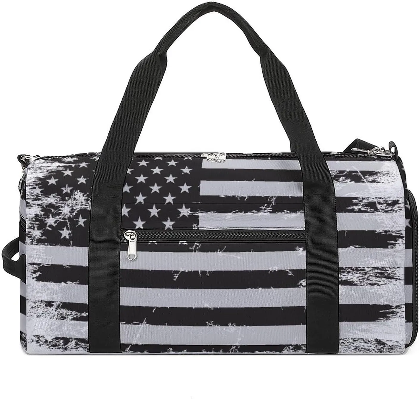Grunges-vintage-american-flag Sports Tote Gym Bag for Women Men, Overnight Bag with Shoe Compartment Water Resistant