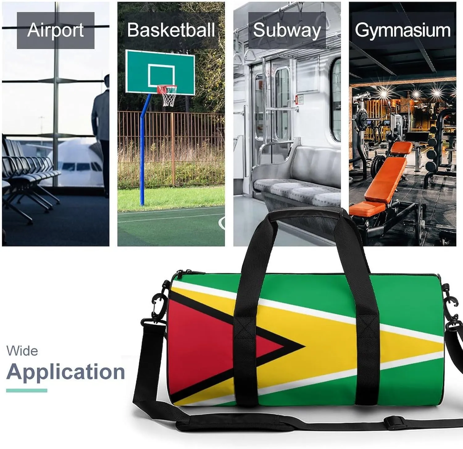 Guyana Flag Waterproof Gym Bag for Travel Dry Wet Separation for Beach Yoga Weekender