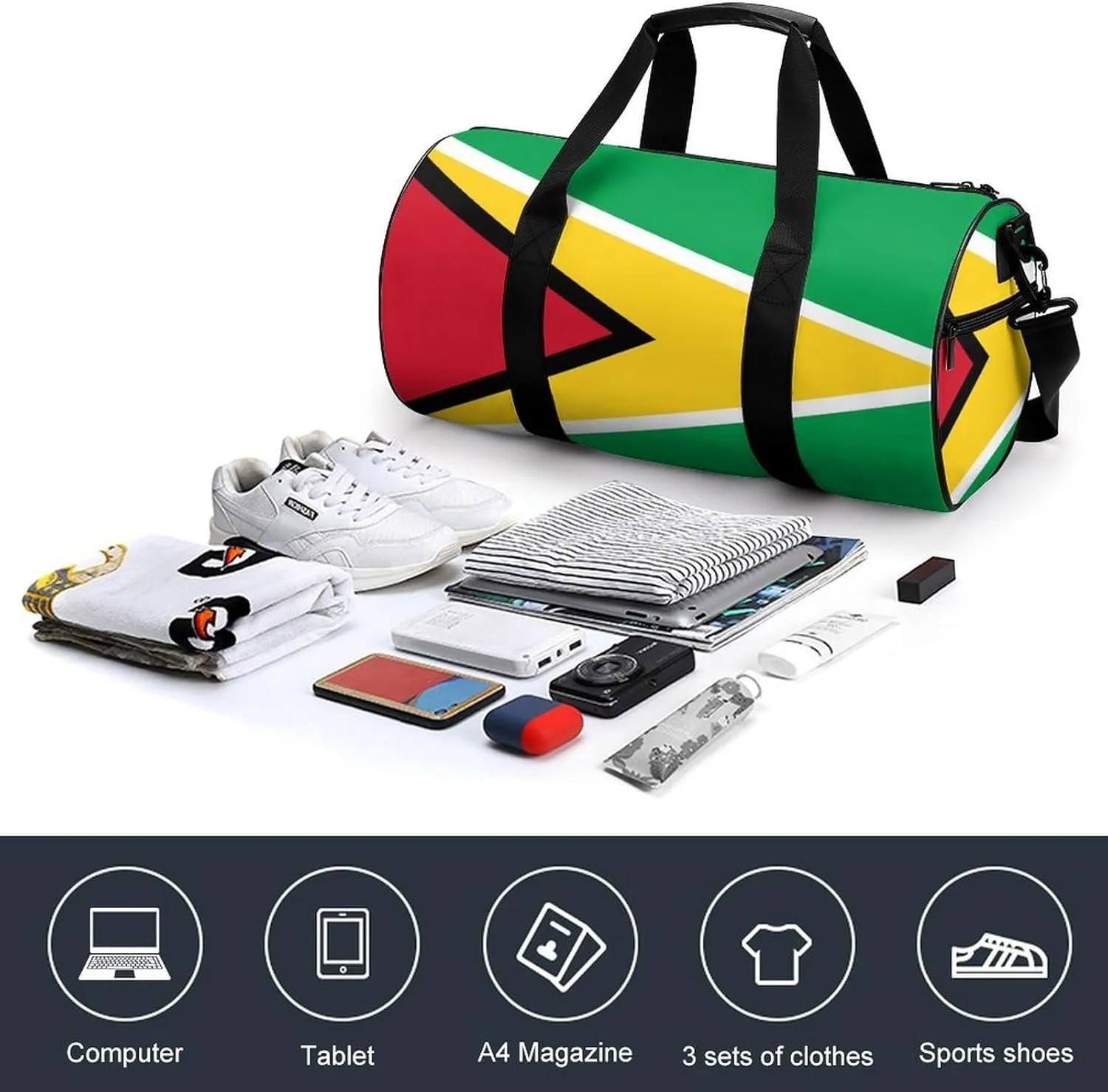 Guyana Flag Waterproof Gym Bag for Travel Dry Wet Separation for Beach Yoga Weekender