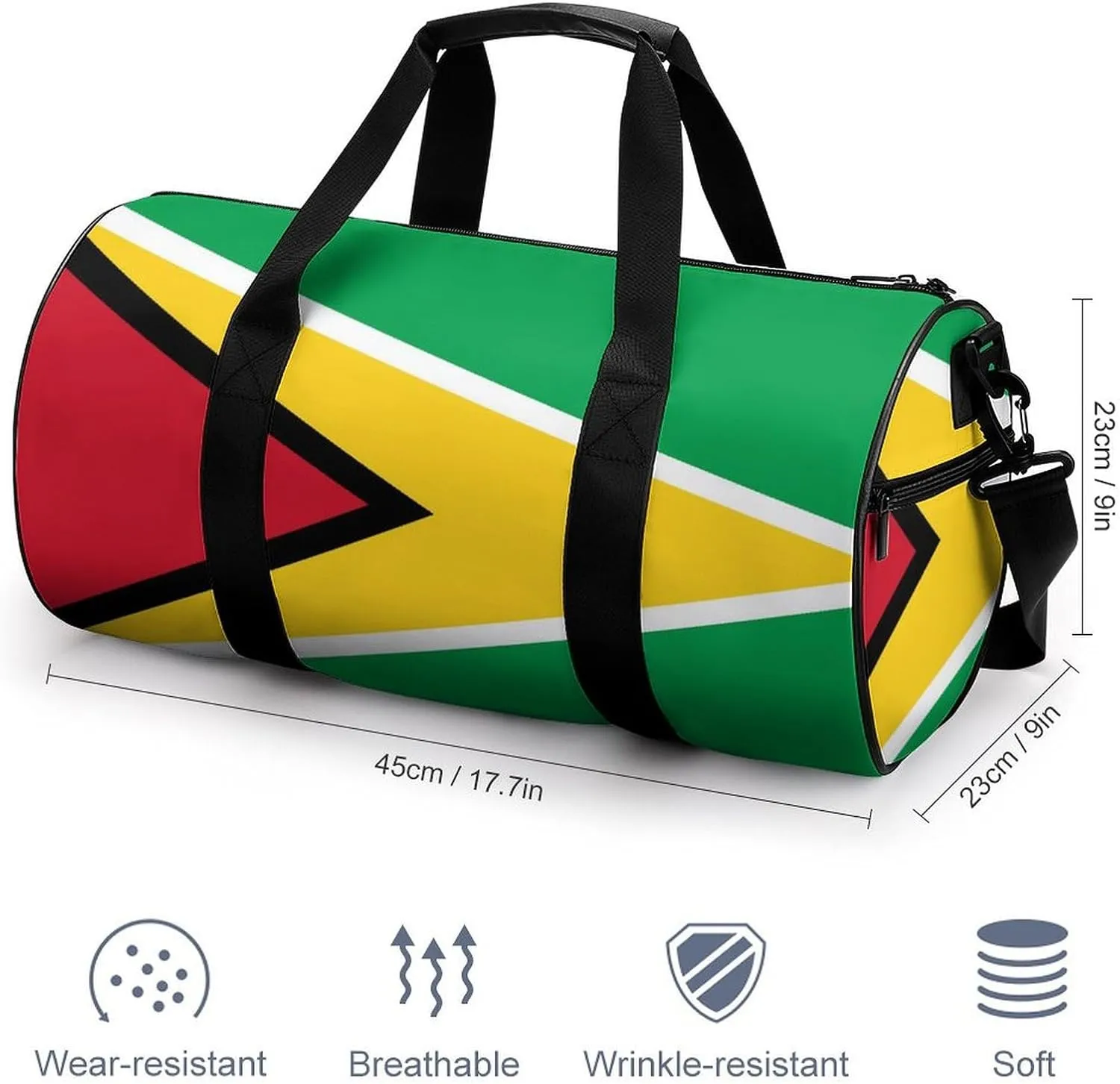 Guyana Flag Waterproof Gym Bag for Travel Dry Wet Separation for Beach Yoga Weekender