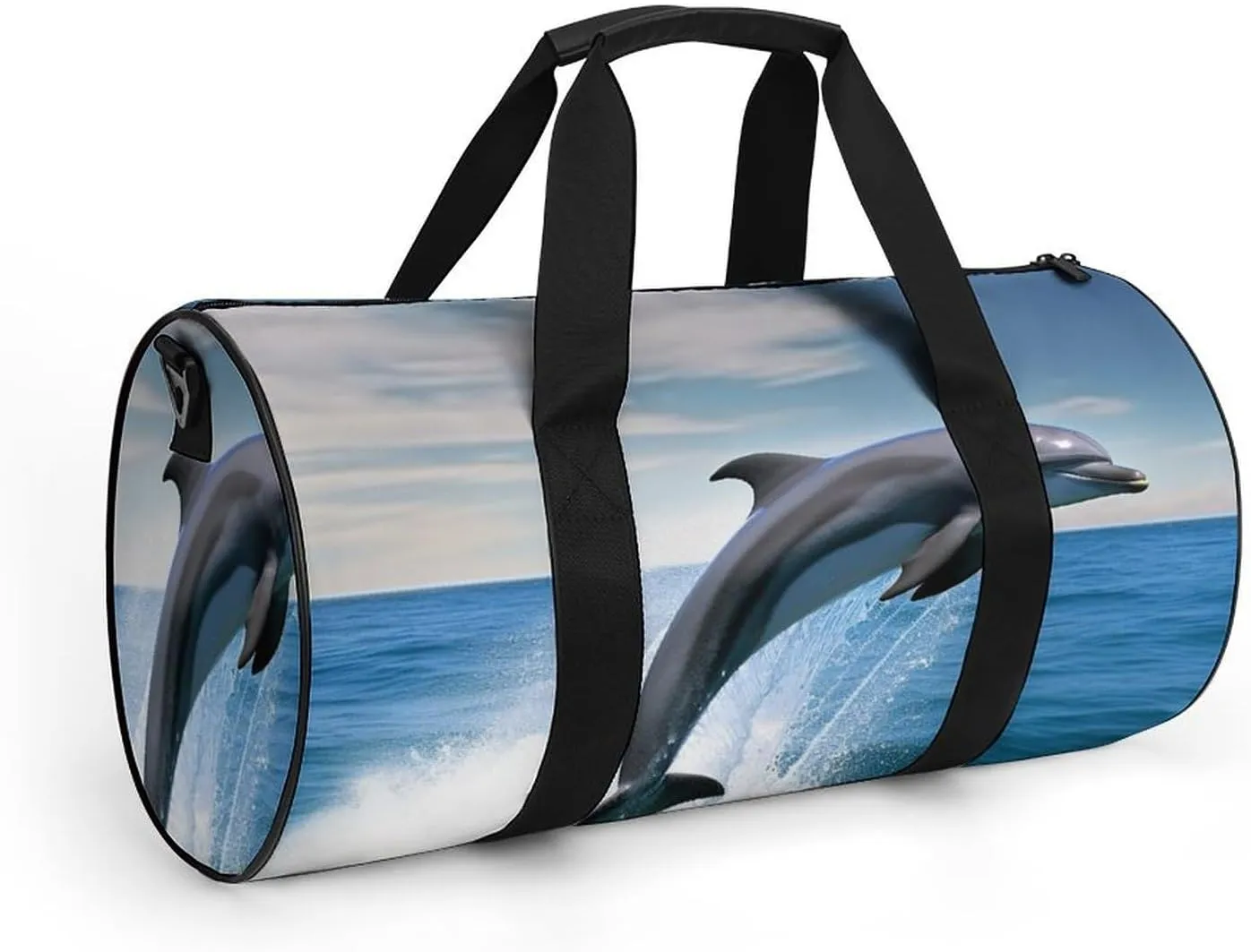 Gym Bag for Men Women Jumping Up Dolphins Duffel Bag Overnight Bag with Compartment Gym Sackpac
