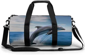 Gym Bag for Men Women Jumping Up Dolphins Duffel Bag Overnight Bag with Compartment Gym Sackpac