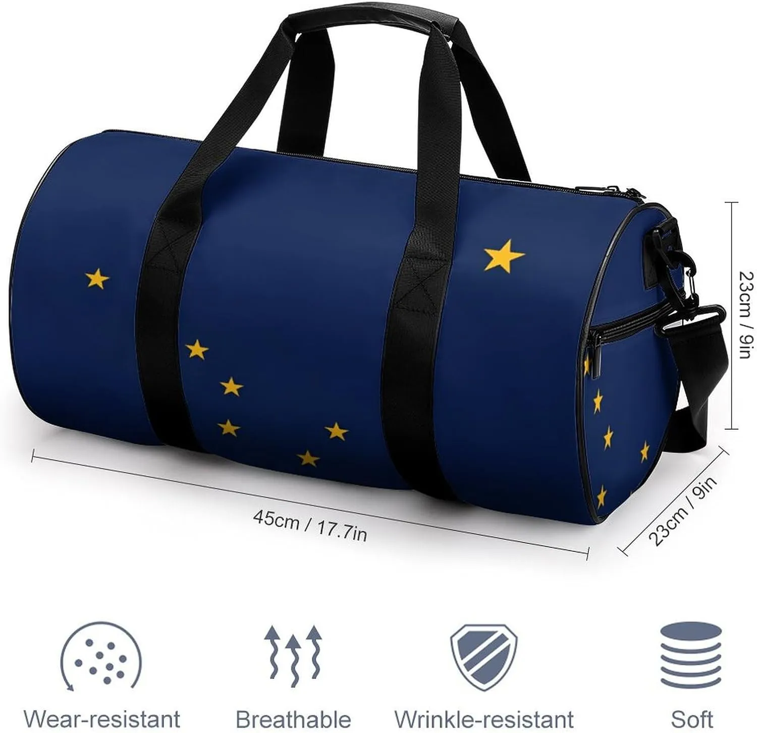 Gym Bag for Men Women Lightweight Sports Duffle Bag with Multiple Compartments Cylindrical Gym Bag for Fitness Travel And Outdoor Activities Ater Resistant Yoga Bag Training Bag Alaska Stars