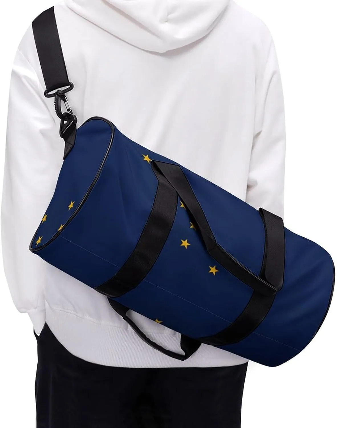 Gym Bag for Men Women Lightweight Sports Duffle Bag with Multiple Compartments Cylindrical Gym Bag for Fitness Travel And Outdoor Activities Ater Resistant Yoga Bag Training Bag Alaska Stars