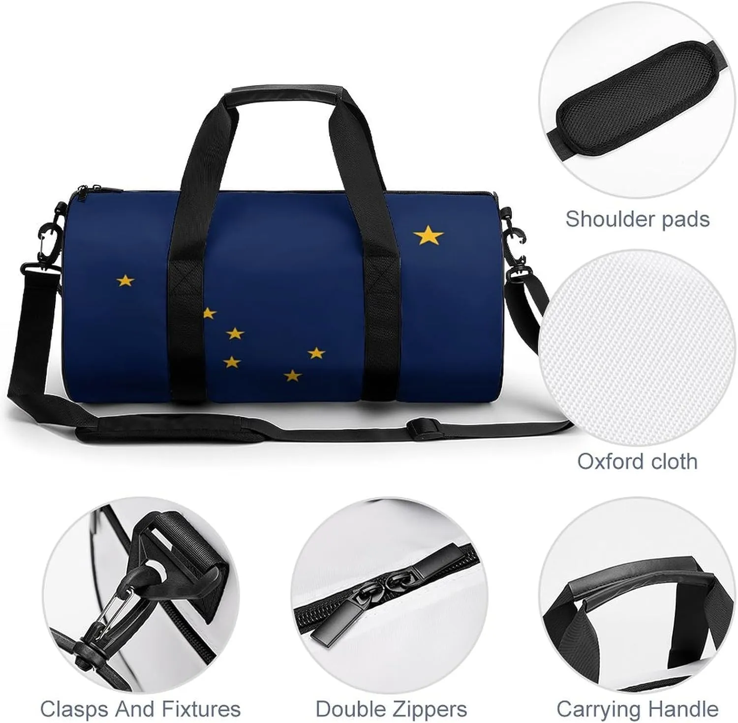 Gym Bag for Men Women Lightweight Sports Duffle Bag with Multiple Compartments Cylindrical Gym Bag for Fitness Travel And Outdoor Activities Ater Resistant Yoga Bag Training Bag Alaska Stars