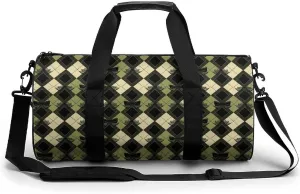 Gym Bag for Men Women Lightweight Sports Duffle Bag with Multiple Compartments Cylindrical Gym Bag for Fitness Travel And Outdoor Activities Ater Resistant Yoga Bag Training Bag Bow Argyle