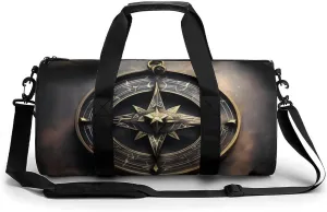 Gym Bag for Men Women Magical Design Norse Runes Compass Duffel Bag Overnight Bag with Compartment Gym Sackpac