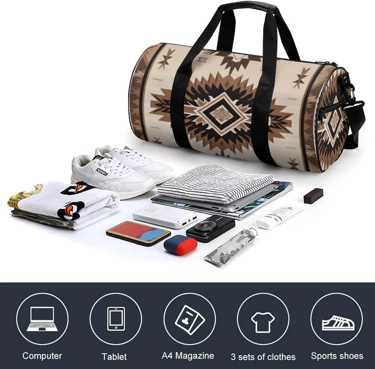 Gym Bag for Men Women Native American Duffel Bag Overnight Bag with Compartment Gym Sackpac
