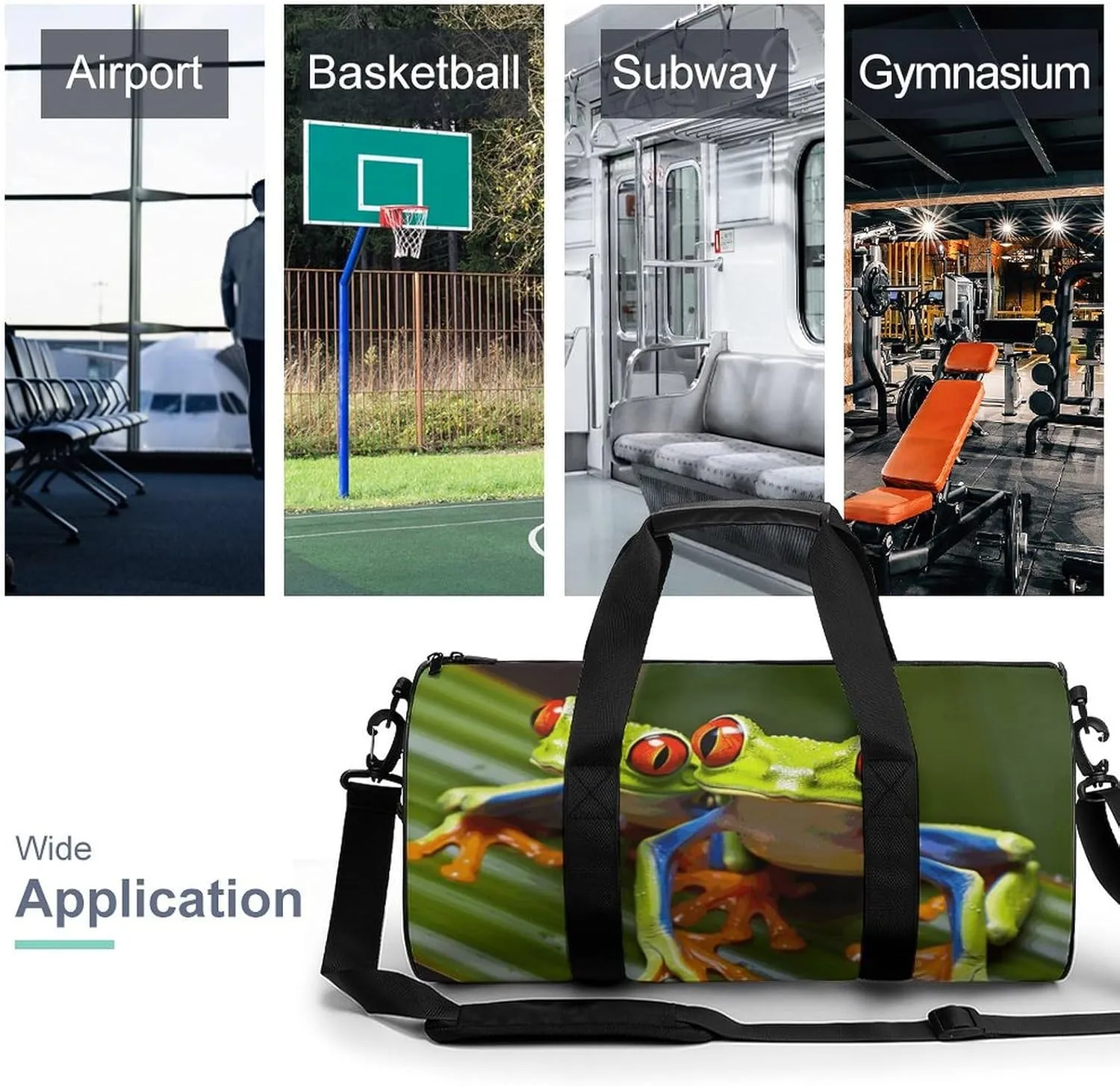 Gym Bag for Men Women Red Eyed Tree Frog Duffel Bag Overnight Bag with Compartment Gym Sackpac