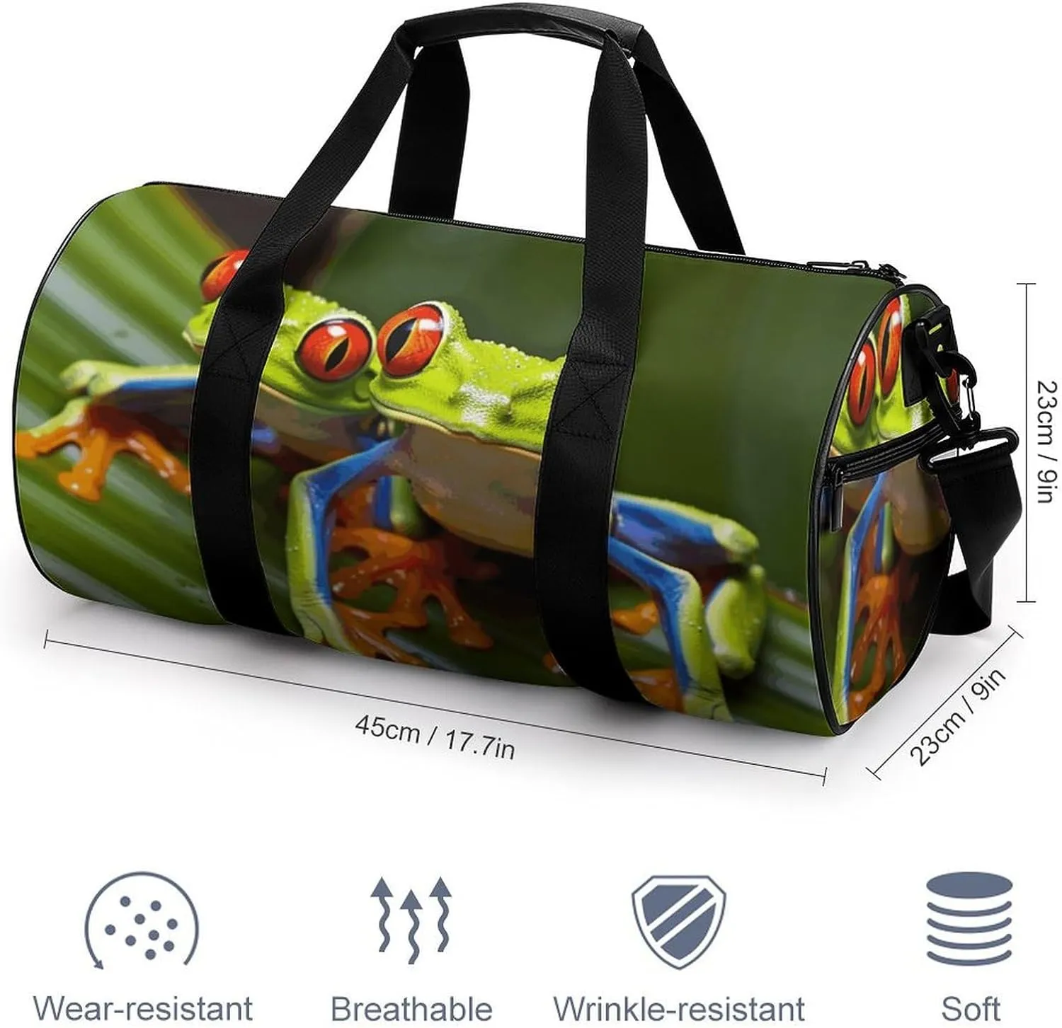 Gym Bag for Men Women Red Eyed Tree Frog Duffel Bag Overnight Bag with Compartment Gym Sackpac