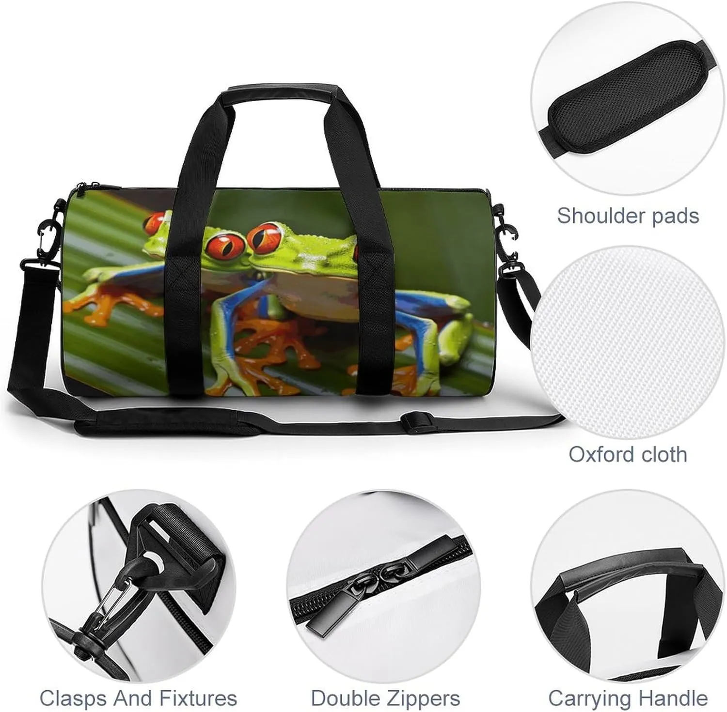 Gym Bag for Men Women Red Eyed Tree Frog Duffel Bag Overnight Bag with Compartment Gym Sackpac