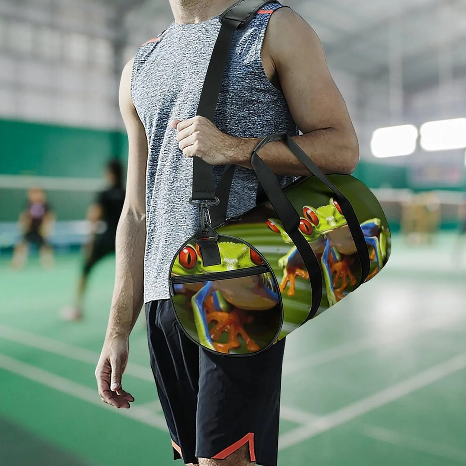 Gym Bag for Men Women Red Eyed Tree Frog Duffel Bag Overnight Bag with Compartment Gym Sackpac
