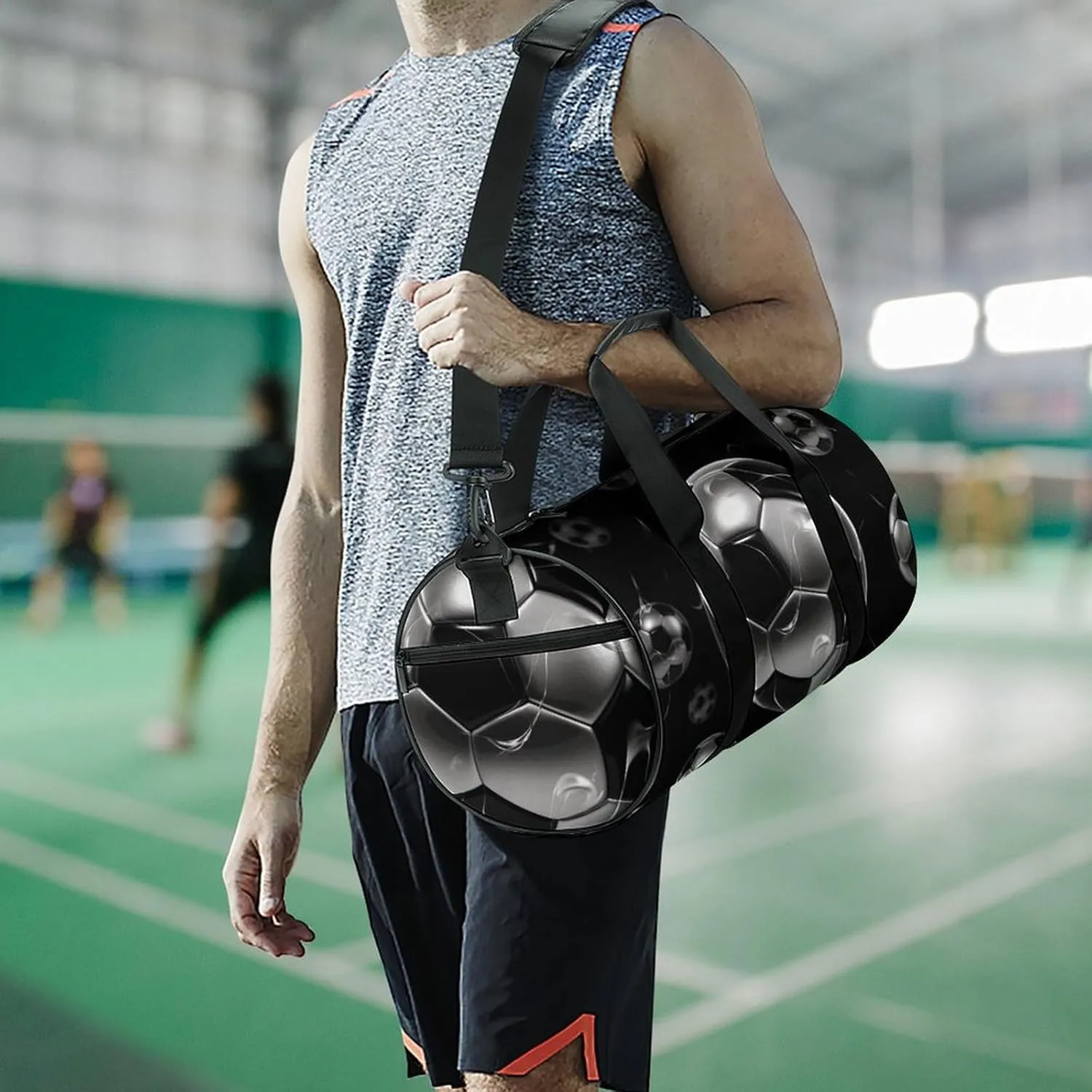 Gym Bag for Men Women Soccer Black Duffel Bag Overnight Bag with Compartment Gym Sackpac