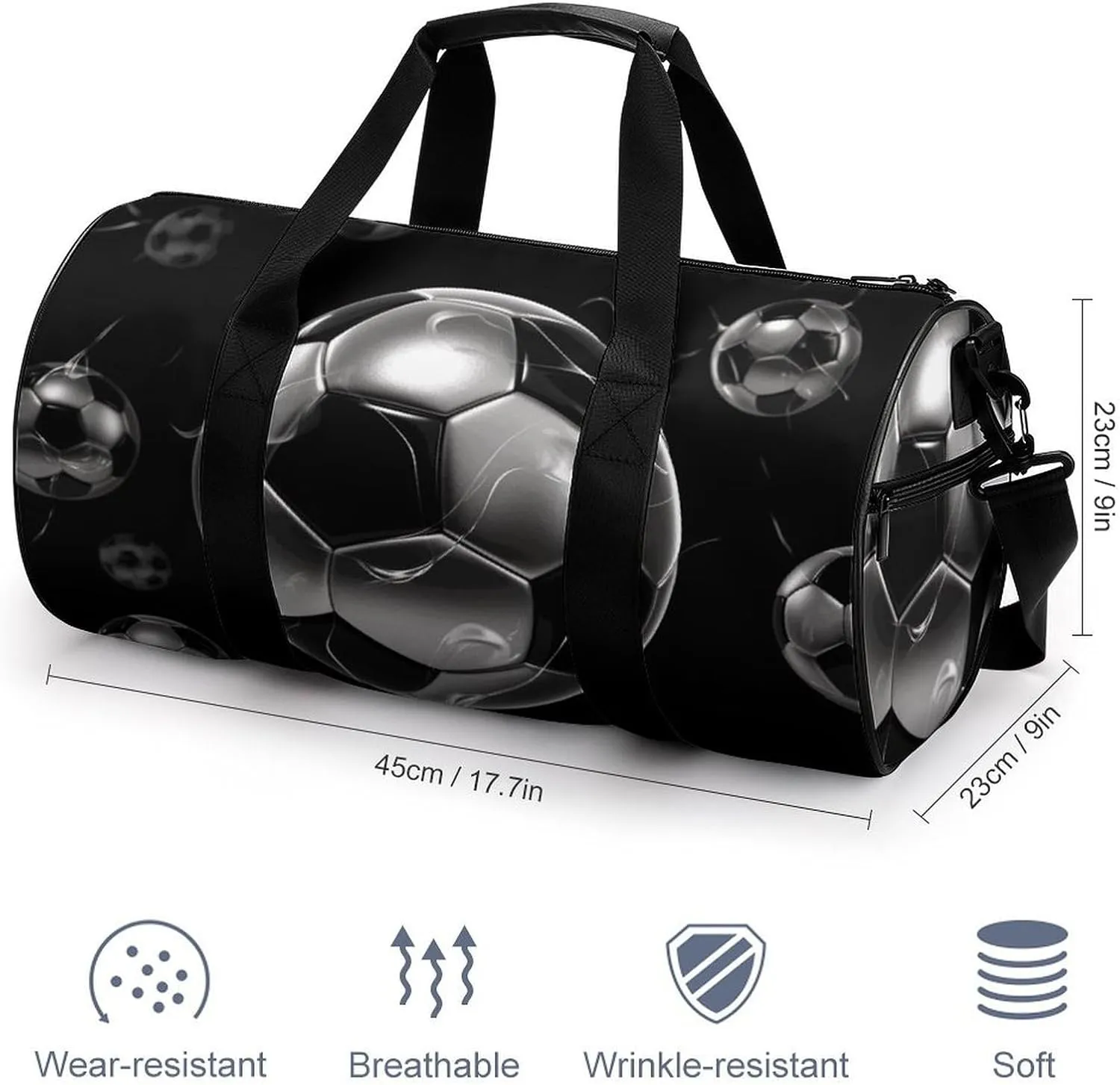 Gym Bag for Men Women Soccer Black Duffel Bag Overnight Bag with Compartment Gym Sackpac