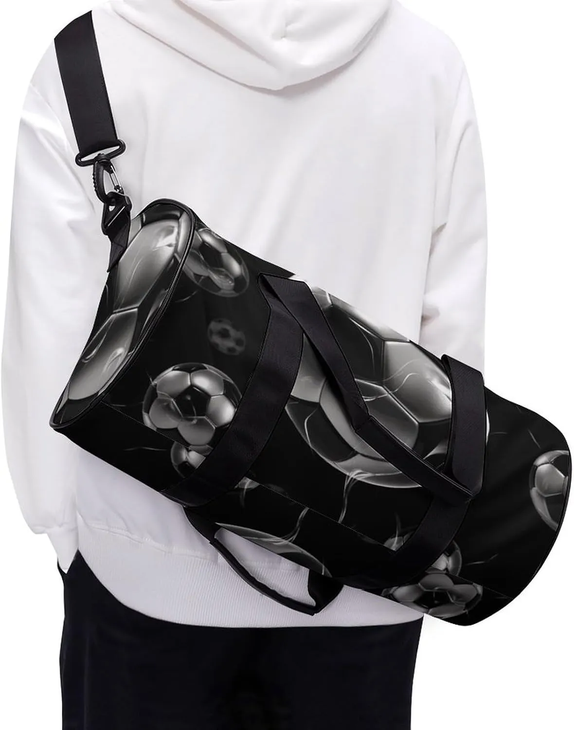 Gym Bag for Men Women Soccer Black Duffel Bag Overnight Bag with Compartment Gym Sackpac